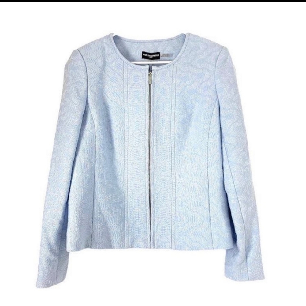 Karl Lagerfeld blue zip-up blazer